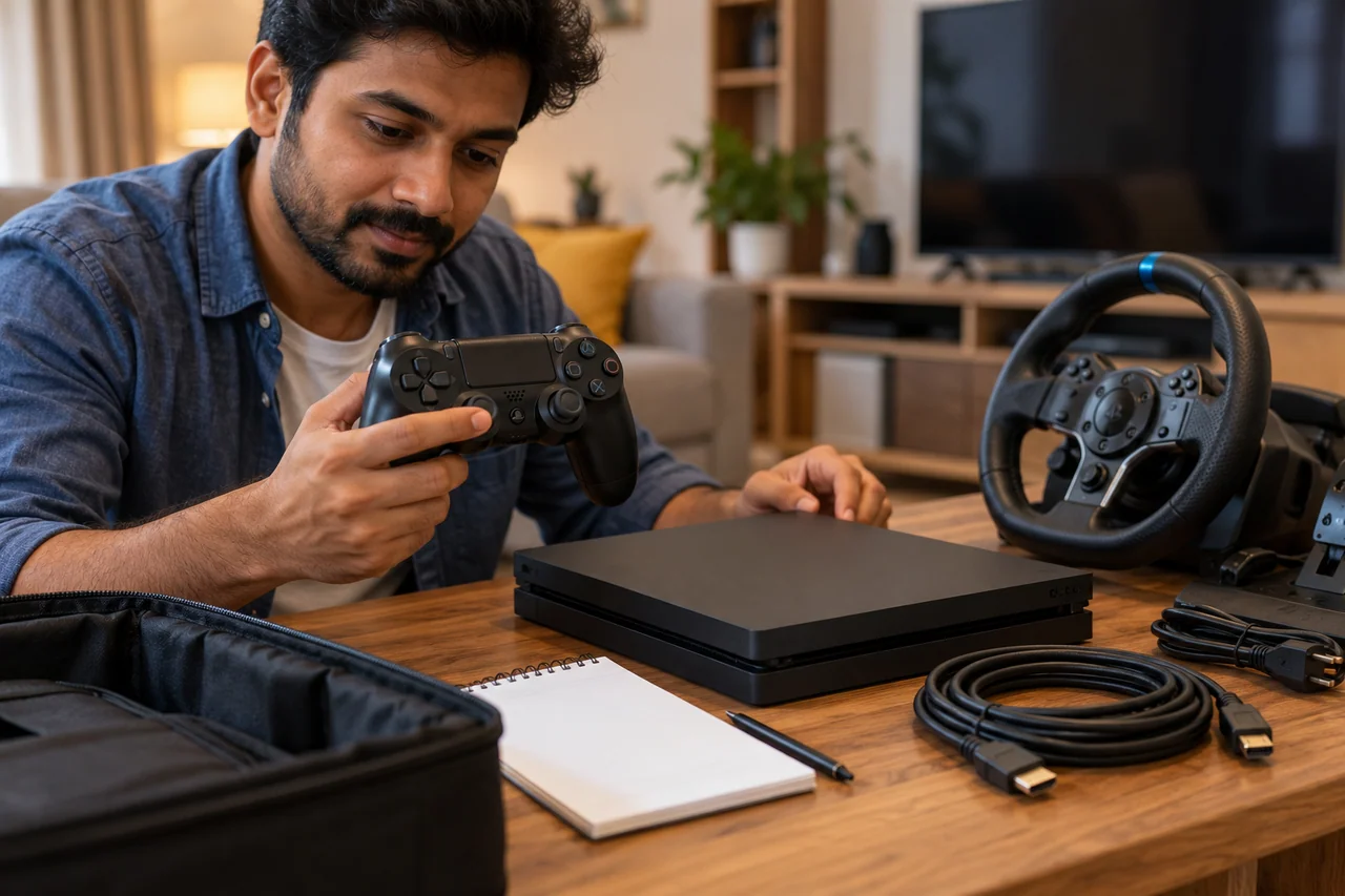 Hands reviewing an equipment checklist without text